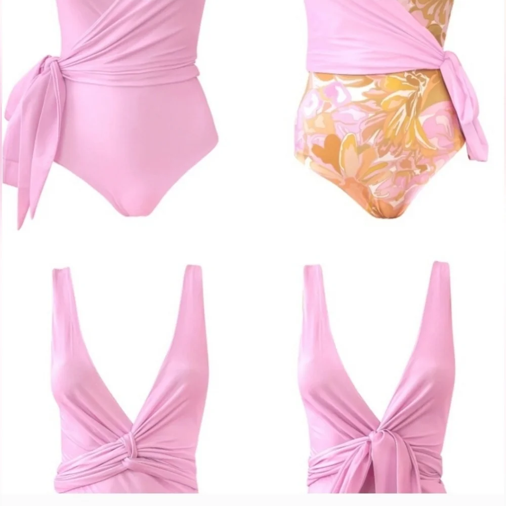 NWT BAIIA Bermuda Reversible Wrapsuit Floral One-Shoulder Swimsuit size 12 - Picture 4 of 16